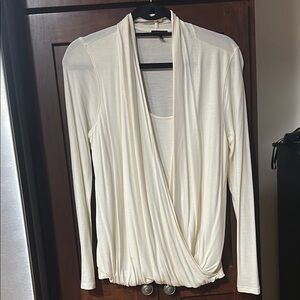 Talbots Cream Drape Front Blouse